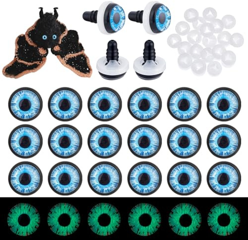 PH PandaHall 20pcs Yeux de Securite Amigurumi Yeux Lumineux 12mm Yeux de Sécurité Crochet Yeux de Dragon Eye Cabochon Oeil Lumineux pour Crochet Lézard Serpent Peluche Animale Teddy
