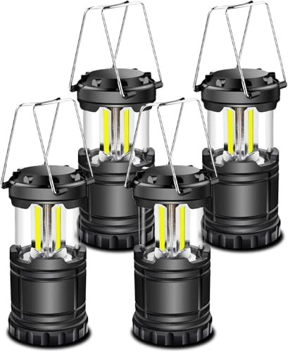 Linterna LED de Camping Portátil, 2025 Plegable y a Pilas, Luz de Emergencia con Gancho Plegable para Senderismo, Camping y Apagones (4PCS)