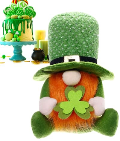 ycezw Irischer Urlaub sanft: Kobold gesichtslose Figuren mit, dekoratives grünes Tablett | Tomte College-Anzeigen mit St. Patricks Day