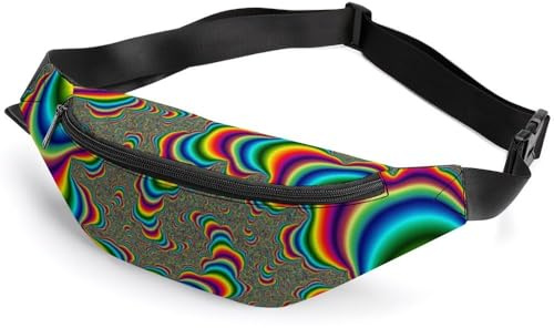 Dgsxynth Hüfttasche, I Love Volleyball-Bauchtasche, verstellbare Bauchtasche zum Laufen, Spazierengehen, Wandern, Psychedelic Trippy Rainbow, 36*15cm