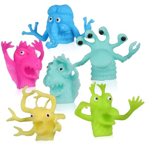 CVUTOVO 6 Stück Fingerpuppen Aus Langlebigem TPR Für Kleinkinder Kleine Bunte Handpuppen Spielzeug Zum Beruhigen Und Spielen Geschenk Für Kinder