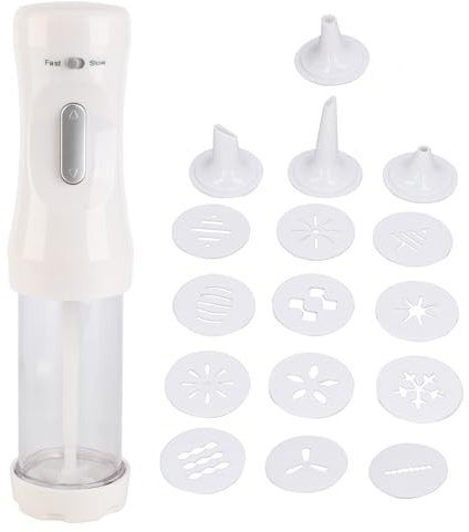Electric Cookies Press Kit Battery Powered Easy Operate with 12 Discs 4 Icing Tips for DIY Cookies Cake Puff Decorating ABS Material 510g