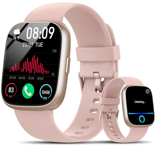 Alexa Smart Watch for Men Women, 1.83 HD Bluetooth Calling Fitness Watch | Heart Rate/Sleep Monitor/Stress/Step Counter, 110+ Sports Modes, IP68 Waterproof Activity Tracker for Android iOS, Blush