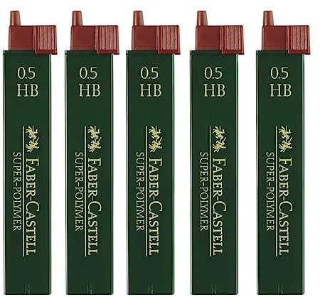 Faber-Castell Super-Polimer-Ersatzminen (5 Einheiten, 0,5 HB), Menge 5, 60 Minuten