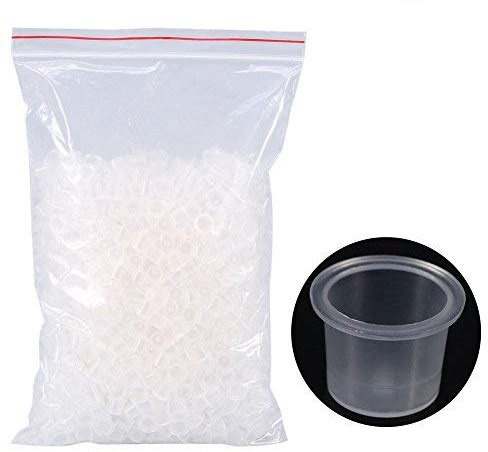 Sonew 1000 Pcs Einweg Tattoo-Tintenbecher, Tattoo Ink Tasse Kunststoff Microblading Pigment Zubehör Halter Container(M)