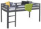 Homestyle4u Kinderbett Hochbett 90x200 Grau mit Treppe für Kinder Bettgestell Holz Massiv Kiefer Etagenbett Jugenbett Kinderzimmer