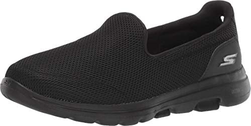 Skechers Women's GO Walk 5 Slip On Trainers, Black Textile Trim, 6.5 UK Wide