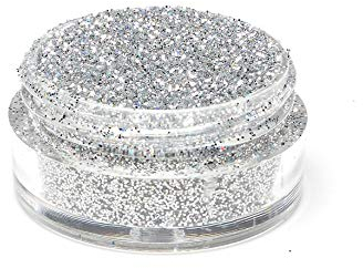 Ultra Fine Glitter/Nail Art Floristry Dust/Wine Glass & Crafting Glitters/Card Making Supplies / 0.008 Pack of Glitter 10g 25g 50g 100g (Silver Holographic, Pot)