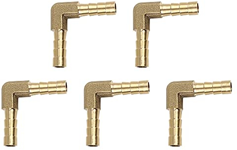 sourcing map 5 Stück Schlauchanschluss Messing Widerhaken Knierohr 90 Grad Außengewinde 2-Wege L-Form Winkelstück 5mm Schlauch Ellbogen