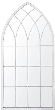 Beliani Specchio da parete in metallo grigio 50 x 115 cm effetto antico a forma di finestra vintage