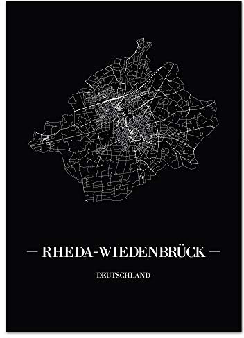 JUNIWORDS Stadtposter - Wähle Deine Stadt - Rheda-Wiedenbrück - 60 x 90 cm Poster - Schrift A - Schwarz