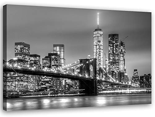 Feeby Leinwandbild New York Bild Kunstdruck schwarz-weiß 30x20 cm