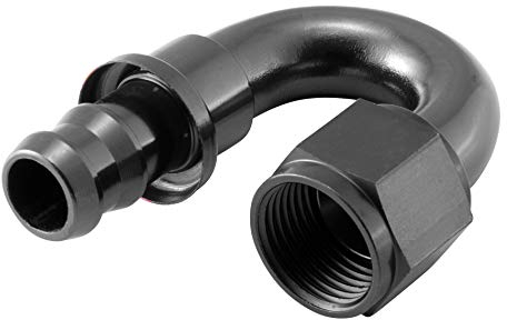 Alu Fitting AN10 Push-On 180° 7/8-14UNF | Schwarz