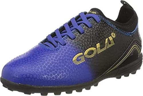 Boys Gola Astro Turf Kids Sports Touch Fastening Lace Up Shoes Football Trainers (Blue Black Gold aba034, Numeric_5)