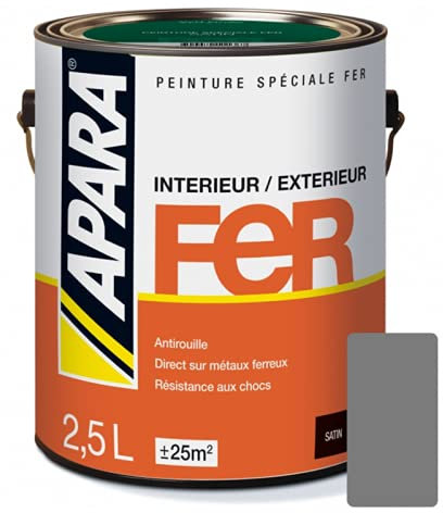 APARA Peinture Fer Satin 2.5 litres Gris Anthracite (proche RAL 7037)