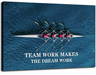Motivierendes Wandbild, Motivationsposter Team Work Makes The Dream Work Entrepreneur, Leinwanddruck, inspirierendes Mottobild, moderne Kunst, Arbeit, Heimbüro, fertig zum Aufhängen, 30.5 x 45.7 cm