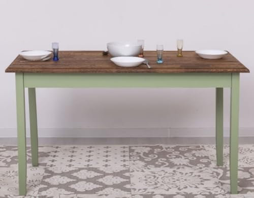 Casa Padrino Landhausstil Esstisch Dunkelbraun/Grün 140 x 70 x H. 78 cm - Massivholz Küchentisch - Landhausstil Esszimmer Möbel
