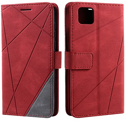 Vankii Kompatibel mit Huawei Honor 9S / Y5P Hülle, Flip Wallet Handyhülle PU Leder Brieftasche Tasche Case Stoßfeste Schutzhülle [Kartenschlitzen] [Magnetverschluss] [Standfunktion] (Rot)