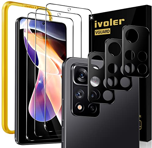 ivoler 3 Piezas Cristal Vidrio Templado Protector de Pantalla para Xiaomi Redmi Note 11 Pro Plus 5G (No para Redmi Note 11 Pro 4G / 5G) con 3 Piezas Protector de Lente de Cámara