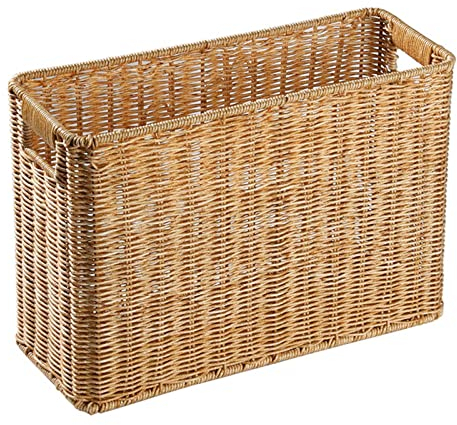 Baoblaze Rattan-ähnlicher Zeitschriftenkorb Multifunktionaler Organizer-Korb-Aufbewahrung für das Aufenthaltsraum, Hellbraun