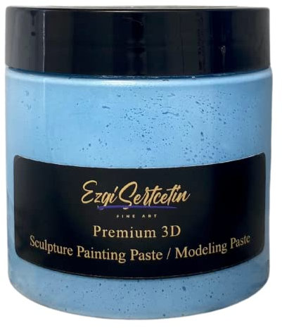 3D Sculpture Painting Paste|Modeling Paste|Texture Paste|Decorative Plaster|Ready to Use|Unique Colors|Ideal for Artwork|Stencil|Flowers|Texture|Art Relief|New Big Size 6 oz (Metallic Light Blue)