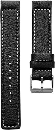 Oozoo Armband Uhrenband Uhrenarmband Leder Lederband mit Dornschließe Schwarz 28 mm