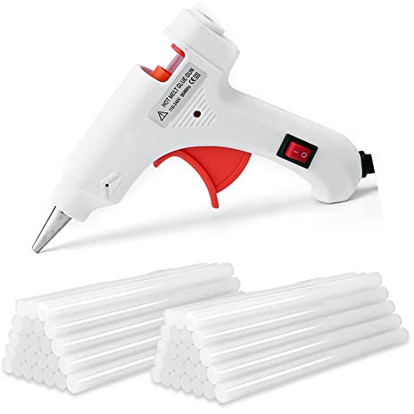 Hot Glue Gun, Mini Glue Gun for Crafting, 50pcs Glue Sticks, Fast Heating,for Kids Crafts,Festival DIY,Card, Plastic, Fabric, Home Office Repairing,20W,White