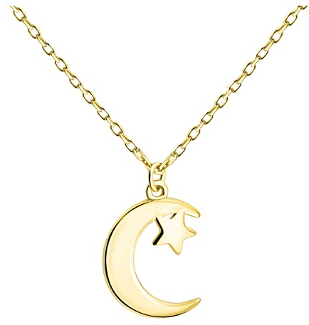 Sofia Milani - Damen Halskette 925 Silber - vergoldet/golden - Mond Anhänger - N0448