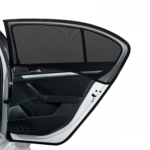 Baby Car Window Shades, 2 Pack (43 * 23 in) Mesh Visor for Side Rear Window, Protect Kids & Adults from Sun Burn, Quality Stretch Material Sun Shades, Fits Most Vehicles