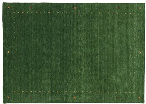 RUG PRINCE Wollteppich Gabbeh Muti 200x300 Handgewebt Grün Einfarbig Handarbeit Zimmer