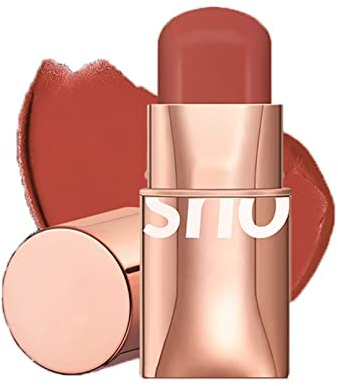 6 Farben Lippenstift Blush Stick 3-in-1 Augen Wange und Lippe Tint Buildable Waterproof Lightweight Blush Stick Creme Blusher Makeup für Frauen (#02)