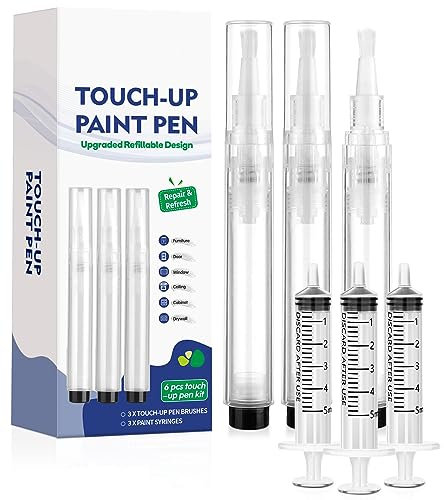 Lot de 3 stylos de retouche rechargeables pour retouches murales - Stylos de peinture pour murs, sols en bois, armoires, fenêtres, portes (6)