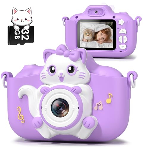 Gofunly Kinderkamera, Kinder Kamera mit 2,0 Zoll Bildschirm 1080P HD Videokamera mit 32GB-Karte Selfie Digitalkamera Fotoapparat für 3-12 Jahre Geburtstagsgeschenk Kinder Spielzeug