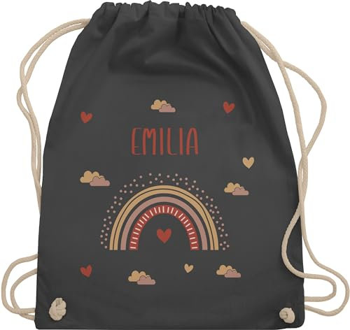 Turnbeutel Rucksack - Rainbow Regenbogen Farbenbogen - Unisize - Dunkelgrau - kita stoffbeutel beutel kindergarten personalisierte sportbeutel schulbeutel name stoff mädchen und schule grundschule