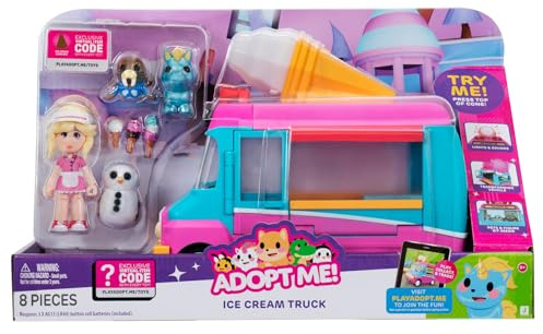 Adopt Me! AME0147 - Eiswagen - Transformierendes Fahrzeug mit Licht und Sound - Top Online Spiel - Exklusiver Virtueller Item Code enthalten