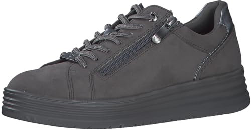 MARCO TOZZI Damen Plateau Sneaker mit Schnürsenkeln Freizeit, Grau (Dk.Grey Comb), 36 EU