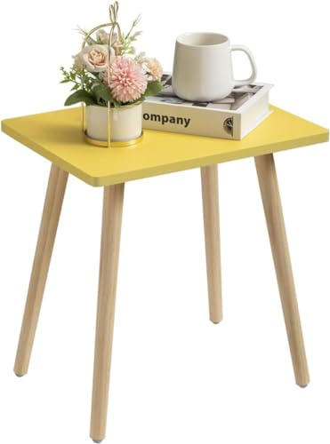 FORAOFUR Beistelltisch, Kleiner Beistelltisch für Wohnzimmer, Schlafzimmer, Balkon, Büro, moderner Nachttisch, Heimdekoration, einfache Montage, Gelb, 40 x 30 x 41 cm