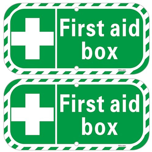 Cartello di primo soccorso 30 x 15 cm, cartello di pronto soccorso in alluminio antiruggine Located Here, cartello di sicurezza resistente alle intemperie, facile da installare, uso interno o esterno,