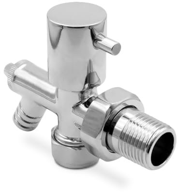 Chrome Drain Off Valve (Single) for Towel Rails & Radiators 15mm Pipe Connection