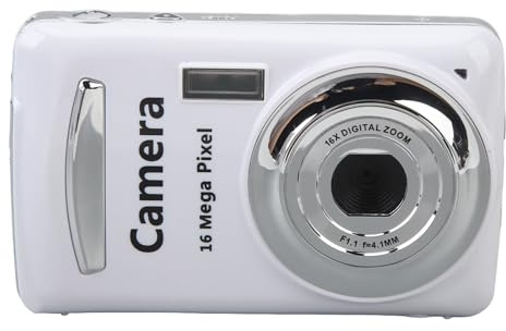 Digitalkamera, 16 MP 1080P HD-ficka Kompaktkamera med 2,4 Tums Skärm, 16X Zoom Autofokus, Skakdämpande, Bärbar Vloggningskamera, för Pojkar, Flickor, Barn (WHITE)