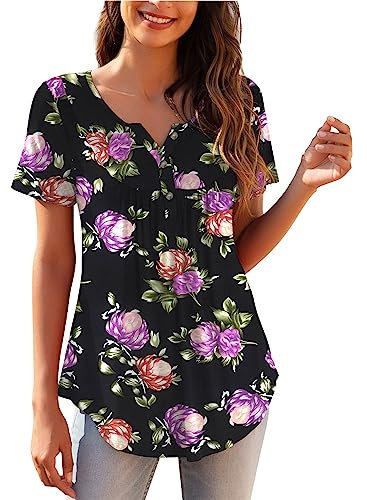 HOOUDO Sale Angebote Blitzangebote Fruehlings Klamotten Teenager Maedchen T Shirt Damen Sportlich Sommer Gadgets Frauen Leinen Tunika Damen Lang Ringelshirt Grün Weiß Meine Bestellung Sale