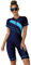 Damen Badeanzug mit Bein Kurzarm Surfanzug Rei?verschluss Einteiler Rashguard UPF 50+ Bademode Surfen Schwimmanzug Bauchweg Sportlich Sonnenschutz Badebekleidung Neoprenanzug Marineblau Hellblau M