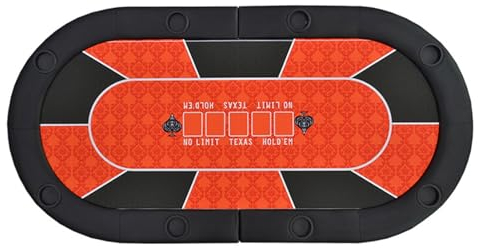 71 Portable Foldable Poker Tabletop, Oval Texas Hold'em Poker Table Top with Oxford Bag & 8 Cup Holders, for Casino Games, Blackjack, Play Cards & Craps, No Assembly Required ( Size : Orange )