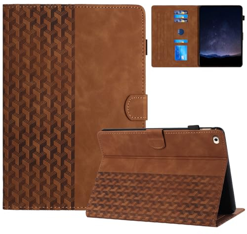 Hülle für iPad 9.7 Zoll 2018/2017(6./5.Generation)/iPad Air 2/Air 1 Premium PU Leder Tablet Schutzhülle Magnetisch Folio Case mit Standfunktion, Auto Wachen/Schlafen und Kartenschlitz, Braun
