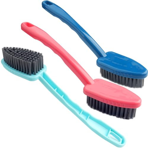 Roellgs 3-Piece Soft Bristle Cleaning Brush Set with Comfortable Grip, Portable & Durable, Coloured, Polypropylene Handle & Bristles, Suitable for Shoes, Clothes, Floors, Walls & More