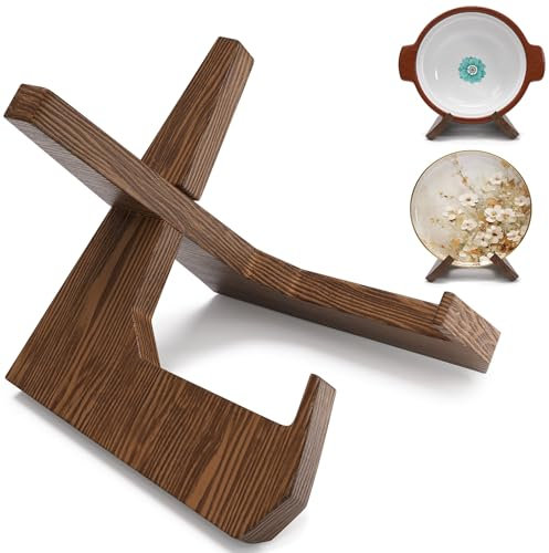 Large Bowl Stands for Display 12 Inch Heavy Duty,Wooden Bowl Display Stand Deep,Wood Plate Holders for Displaying, Platter Easel Display Holder for Recipe,Decorative, Picture Frame,Cookbook,Bowls,Dish