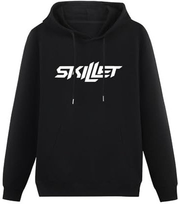 DearIrean Hooded Rock Band Skillet Streetwear Printed Men Tshirt Sport Casual Hooded Hoody Unisex Ptinted Hoodies Long Sleeve Men's Hooded with Pocket Black XL