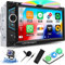 OiLiehu Double Din Car Stereo with CD/DVD Player, 6.2'' Touchscreen Car Radio with Wired Carplay Android Auto, Bluetooth, Mirror Link, EQ, Bass, USB, FM/AM Radio, SWC, Backup Camera