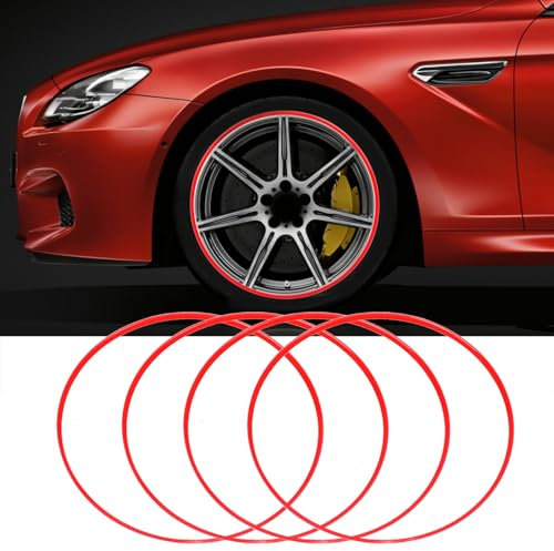 Akozon EL Protector DE Llantas DE ALEACIÓN DE Aluminio Garantiza UNA PROTECCIÓN DE 360 Grados para Las Llantas DE Coche BUJE Universal Rojo DE 18 Pulgadas