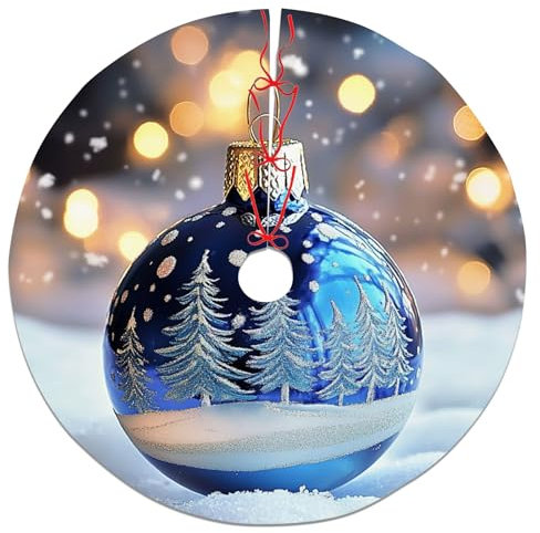 Falda de árbol de Navidad azul nevado, decoración moderna y elegante para celebración de vacaciones de invierno, decoración festiva para interiores y exteriores, 36 pulgadas